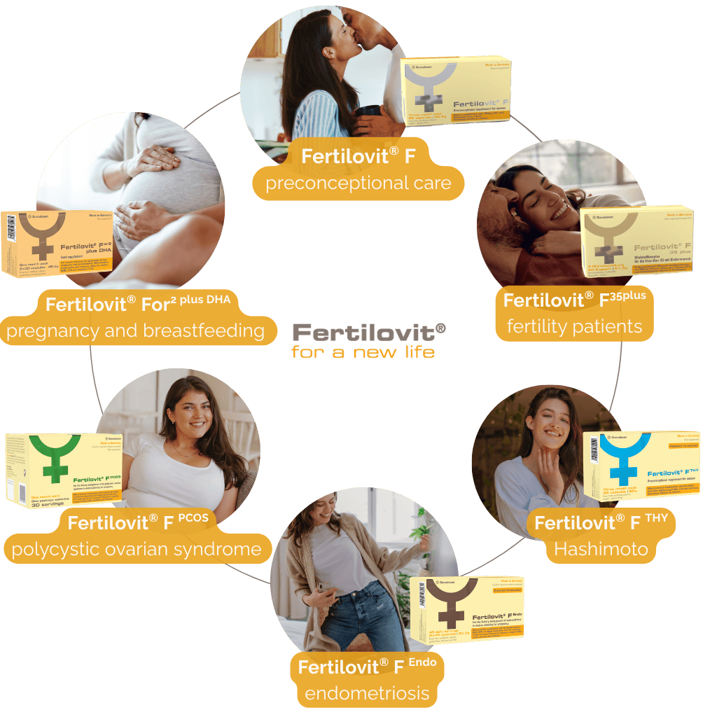 Fertilovit, suplementos de fertilidad para la mujer: preconcepción, embarazo, SOP, endometriosis, Hashimoto y ayuda a la fertilidad masculina.