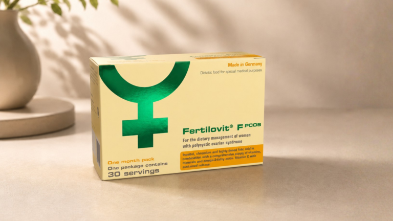 Fertilovit F PCOS fertility supplements with inositol, vitamins and micronutrients to support women with PCOS who are trying to conceive