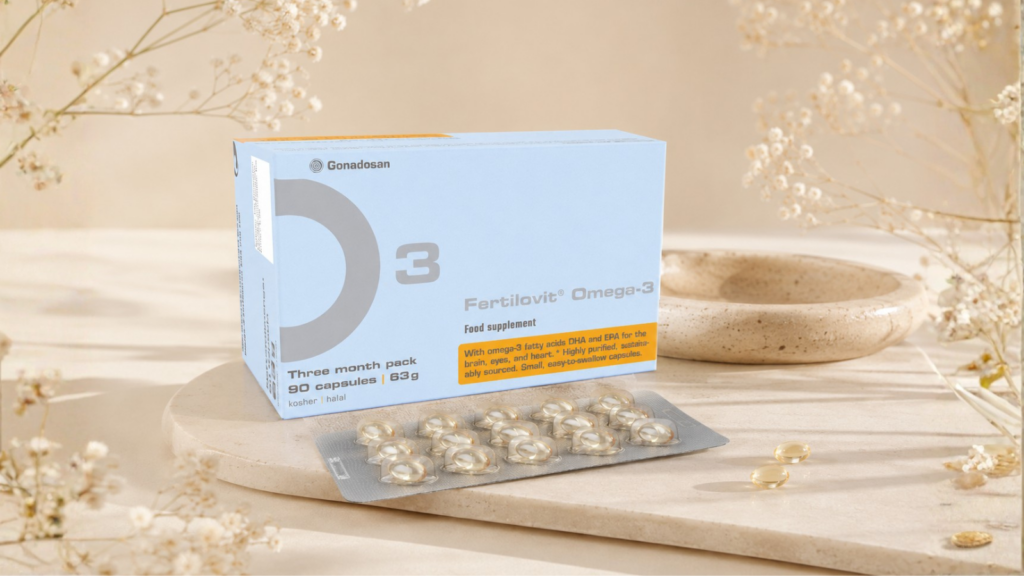 Fertilovit Omega-3 fertility supplement with DHA and EPA to support reproductive health, pregnancy preparation and preconception nutrition